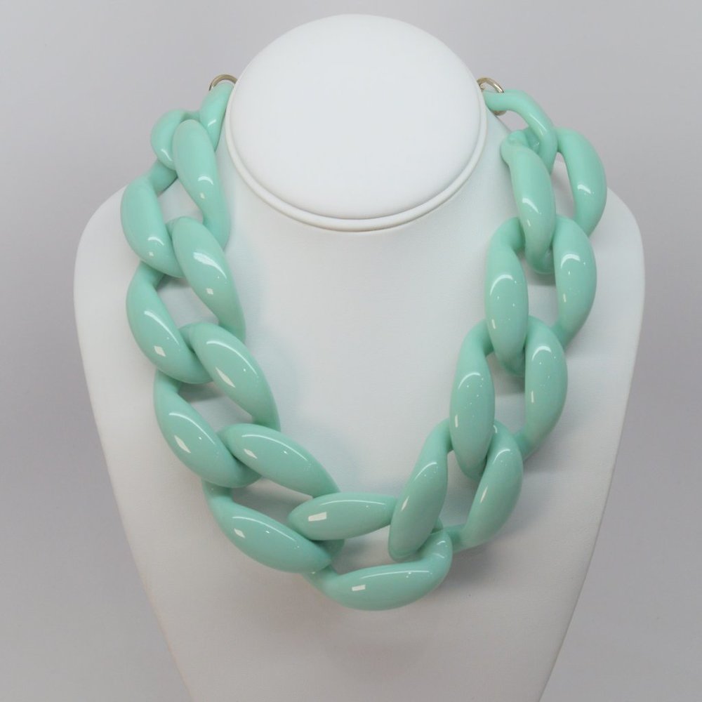 Diana Broussard Chunky Mint Green Resin Link Necklace